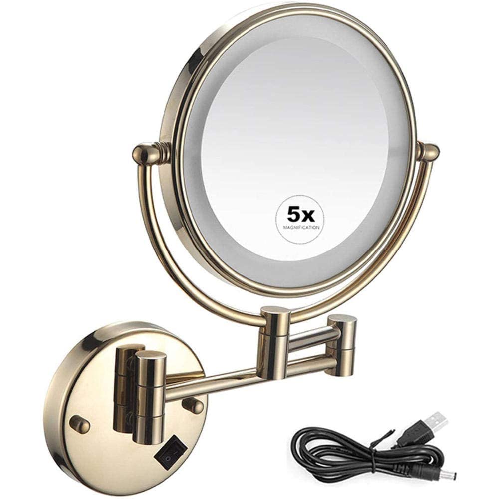 8 Inch Wall Mounted Lighted Vanity Mirror - 1X/10X Magnifying Makeup Mirror with Double Sided Swivel Design, Chrome Finish for Bathroom & Shaving - Perfect for Makeup Application, Skincare Routine, and Precise Grooming