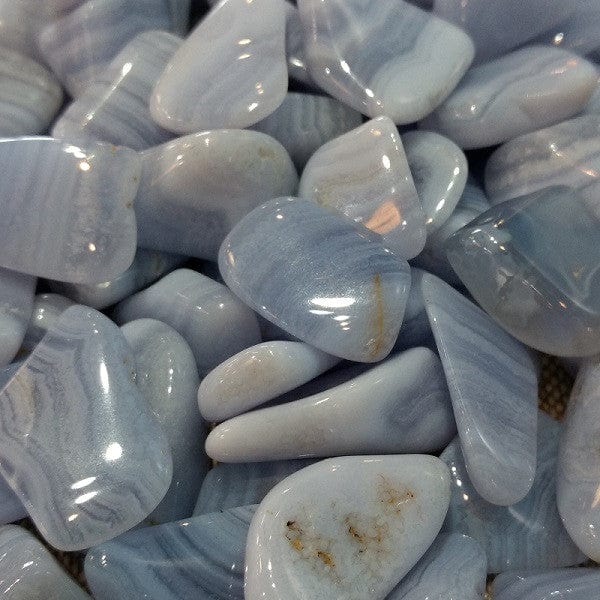 Blue Lace Agate Tumbled Pocket Stone - Healing Crystal for Stress Relief, Meditation & Positive Energy - Perfect for Home, Office & Travel