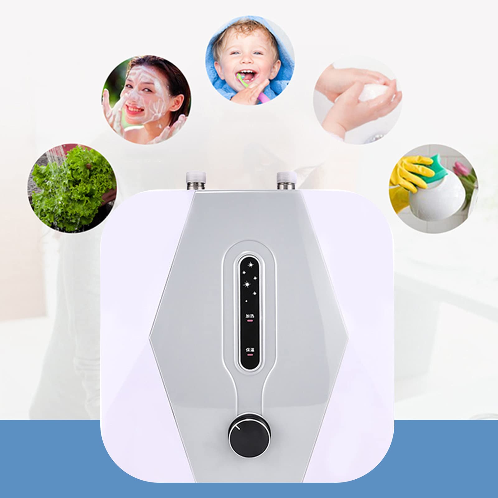 8L Electric Mini-Tank Water Heater 110V 1500W, Instant Hot Water Dispenser for Kitchen Sink, IPX4 Waterproof, White - Perfect for Hand Washing, Dish Cleaning & Small Household Hot Water Needs