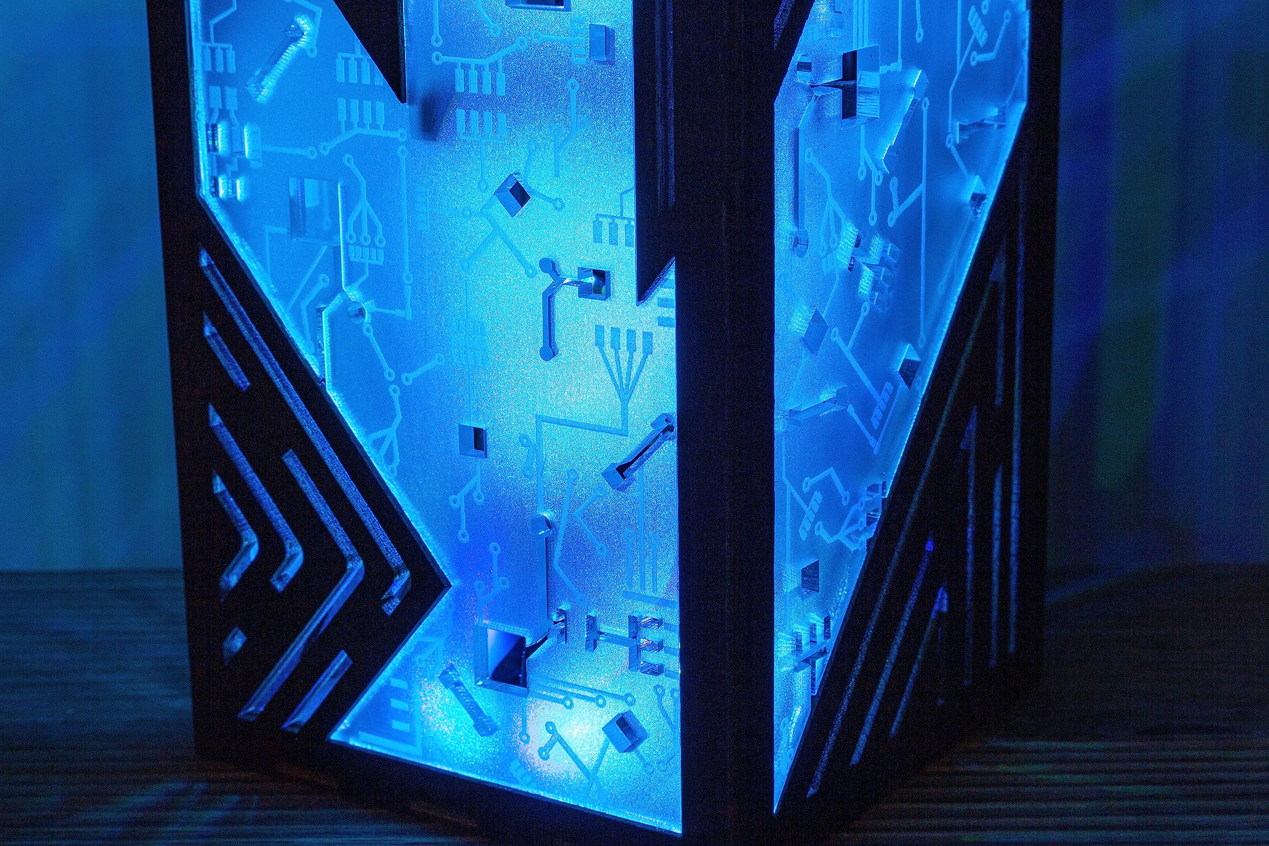 Futuristic LED RGB Desk Lamp - Sci-Fi Punk & Cyberpunk Style Handmade Night Light for Gaming, Office, and Bedroom Decor | Modern Contemporary Lighting with Inclined Lines