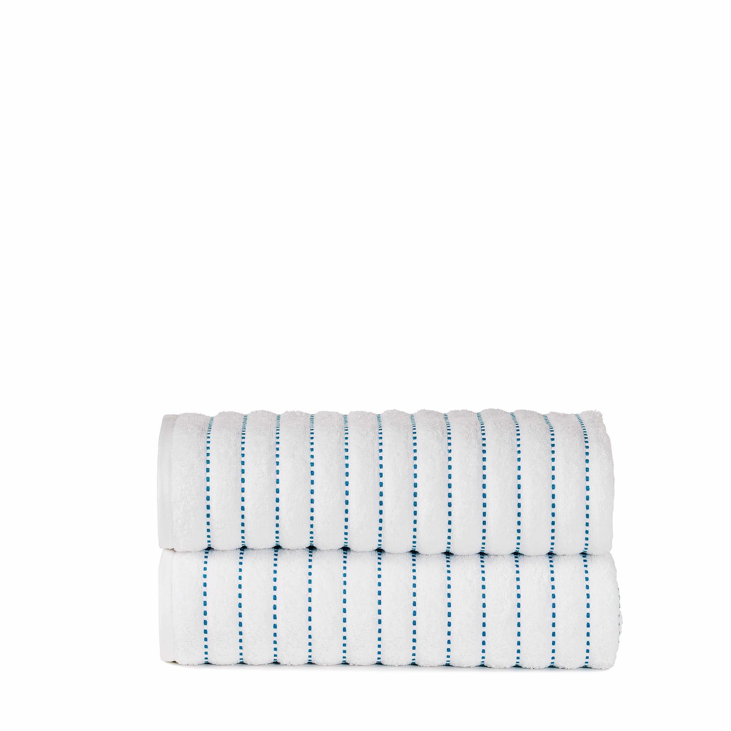 Organic Cotton Wave Plush Stripe 2-Piece Bath Sheet Towel Set - Ultra Soft & Absorbent for Spa, Bathroom & Beach Use