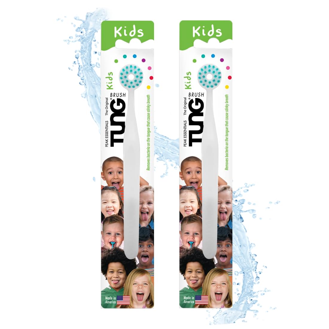 Kids Tongue Cleaner & Scraper Set of 2 - American Made Child Safe Tongue Brush & Scrubber for Fresh Breath - Perfect for Daily Oral Hygiene Routine at Home or Travel