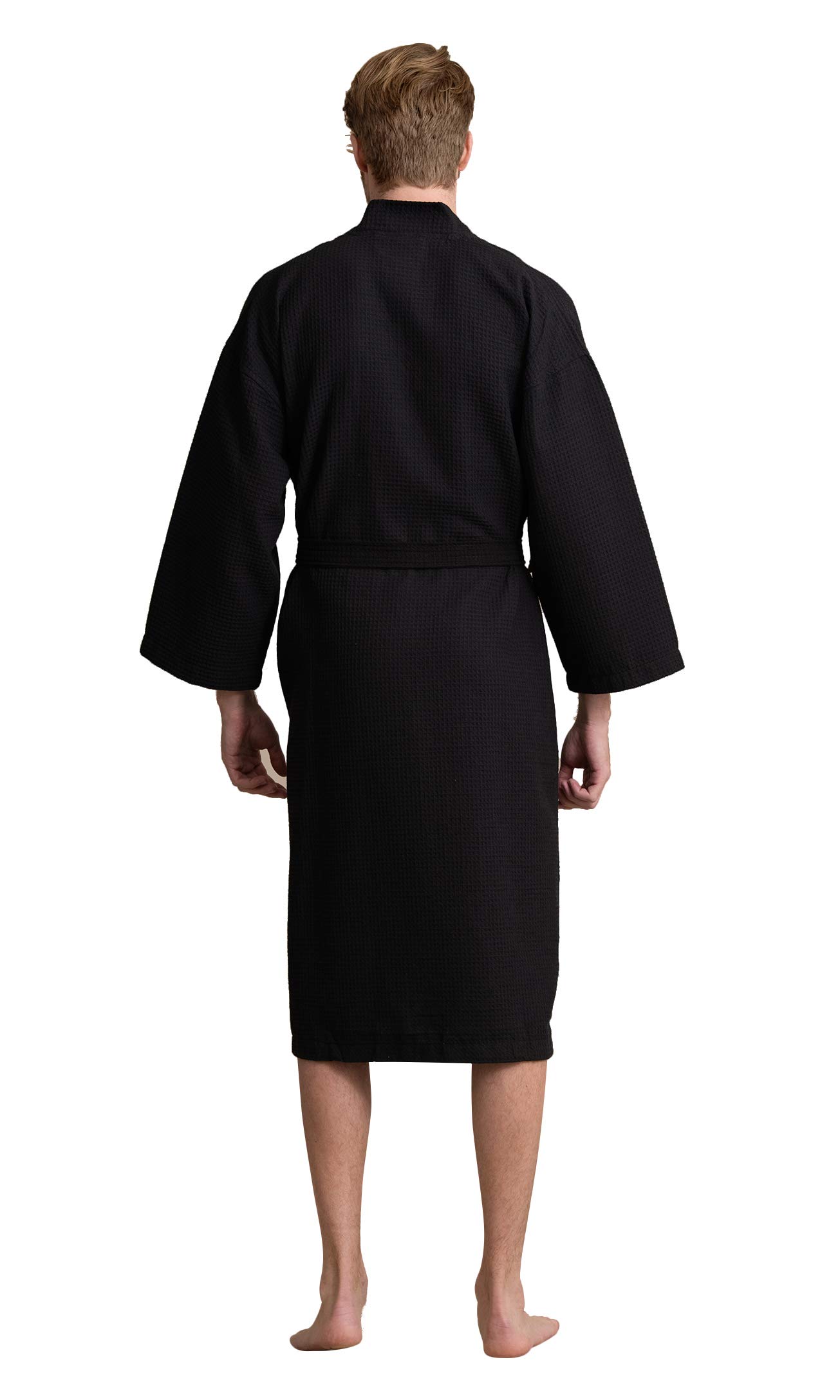 Premium Soft Touch Linen Waffle Bathrobe for Men - Luxurious Square Pattern Cotton Robe - Perfect for Spa, Hotel, and Home Relaxation