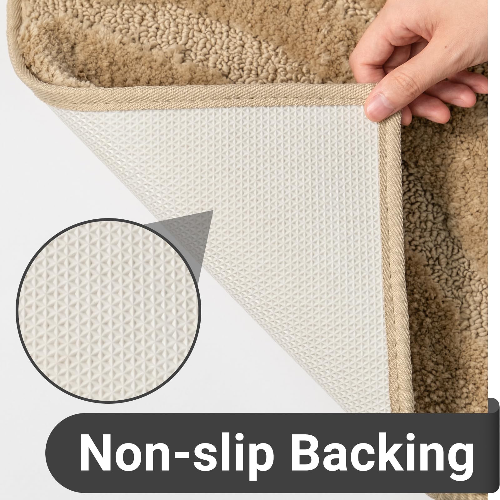 Soft Plush Shaggy Microfiber Bathroom Rug - Non-Slip Absorbent Bath Mat for Shower & Tub - Machine Washable Beige Carpet (20x32 Inch) - Perfect for Bathroom Floor Safety & Comfort