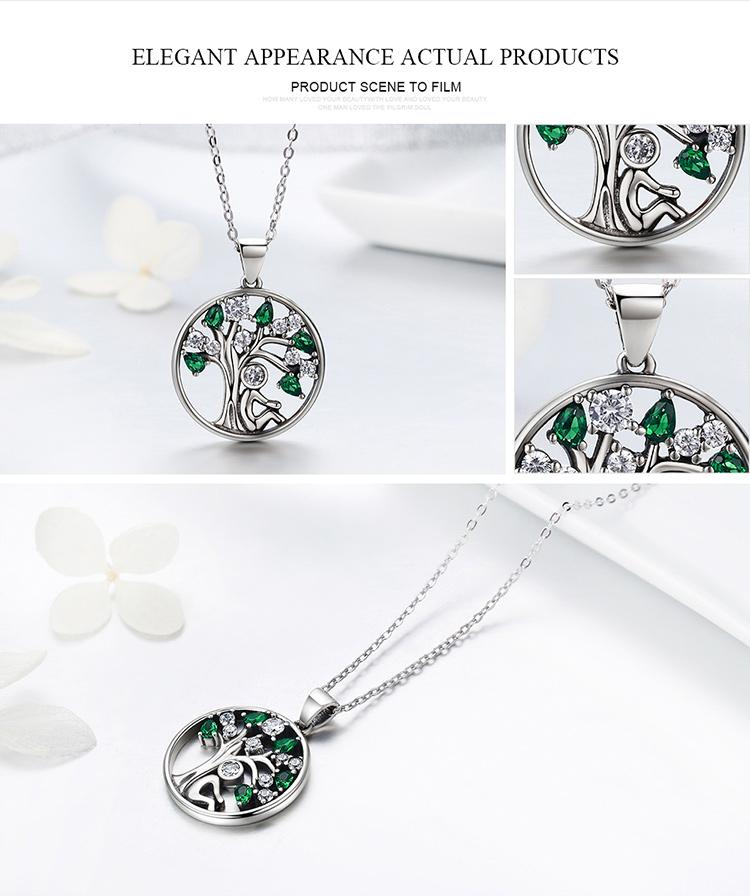 925 Sterling Silver Tree of Life Pendant Necklace with Clear Green Cubic Zirconia - Elegant Jewelry Gift for Women, Perfect for Weddings, Anniversaries & Everyday Wear