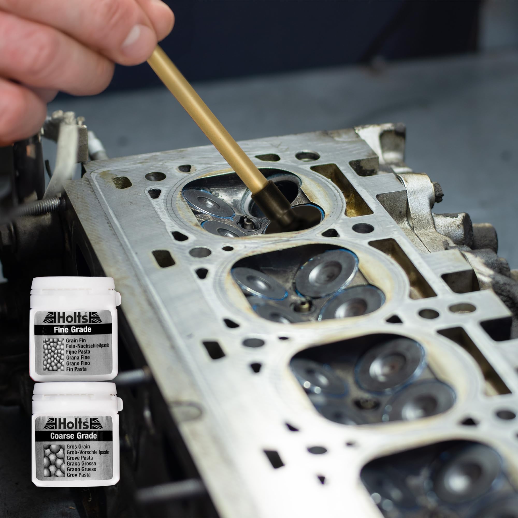 Valve Lapping Tool & Polish Kit - Professional Valve Grinding & Cylinder Head Resealing Set with Fine & Coarse Grade Compounds - Essential Automotive Repair Tool for Removing Carbon Deposits - Perfect for Engine Maintenance, Valve Seat Restoration & DIY Car Repair