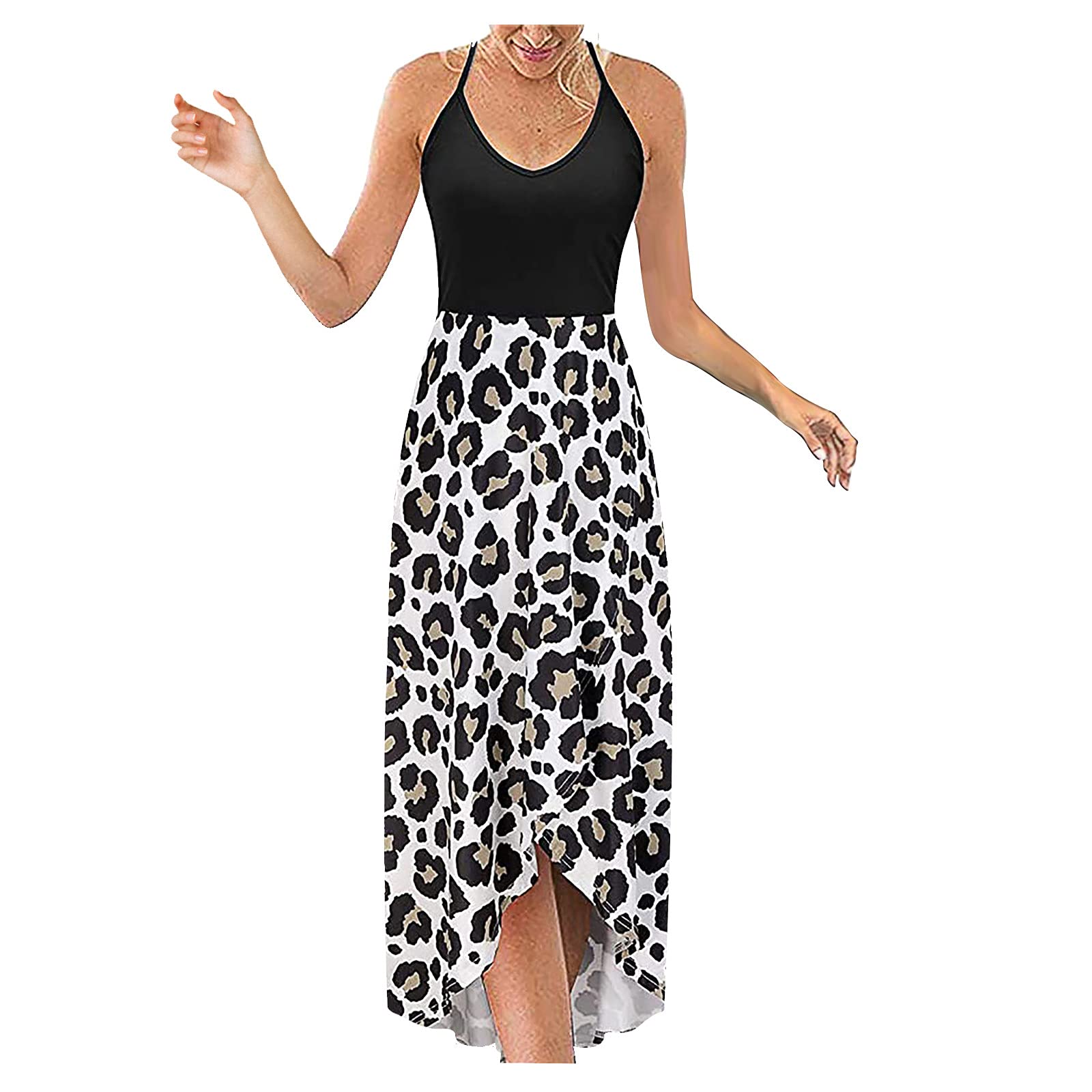 Women's Floral Print Maxi Dress - High Waisted, Short Sleeve Patchwork Party Dress for Summer Beach, Wedding & Casual Outings