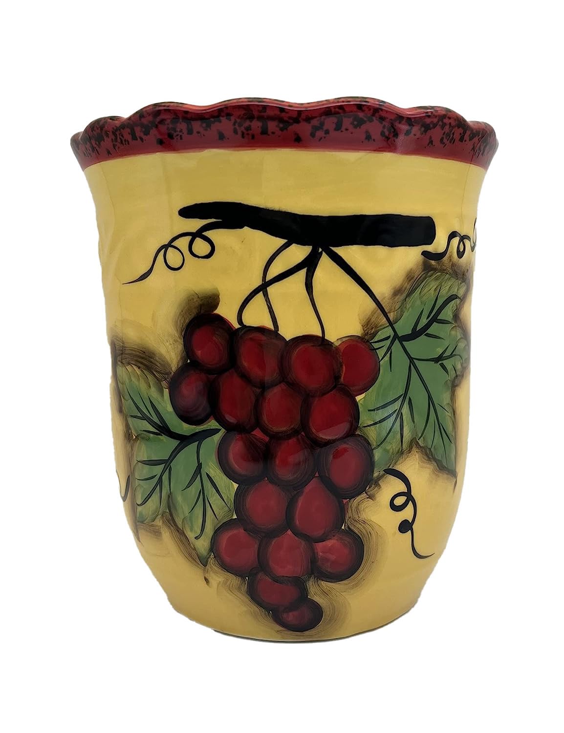 Modern Kitchen Utensil Holder & Crock - Stylish Storage for Spoons, Forks & Cooking Tools - Perfect for Countertop Organization & Farmhouse Decor (Sonoma Grape)