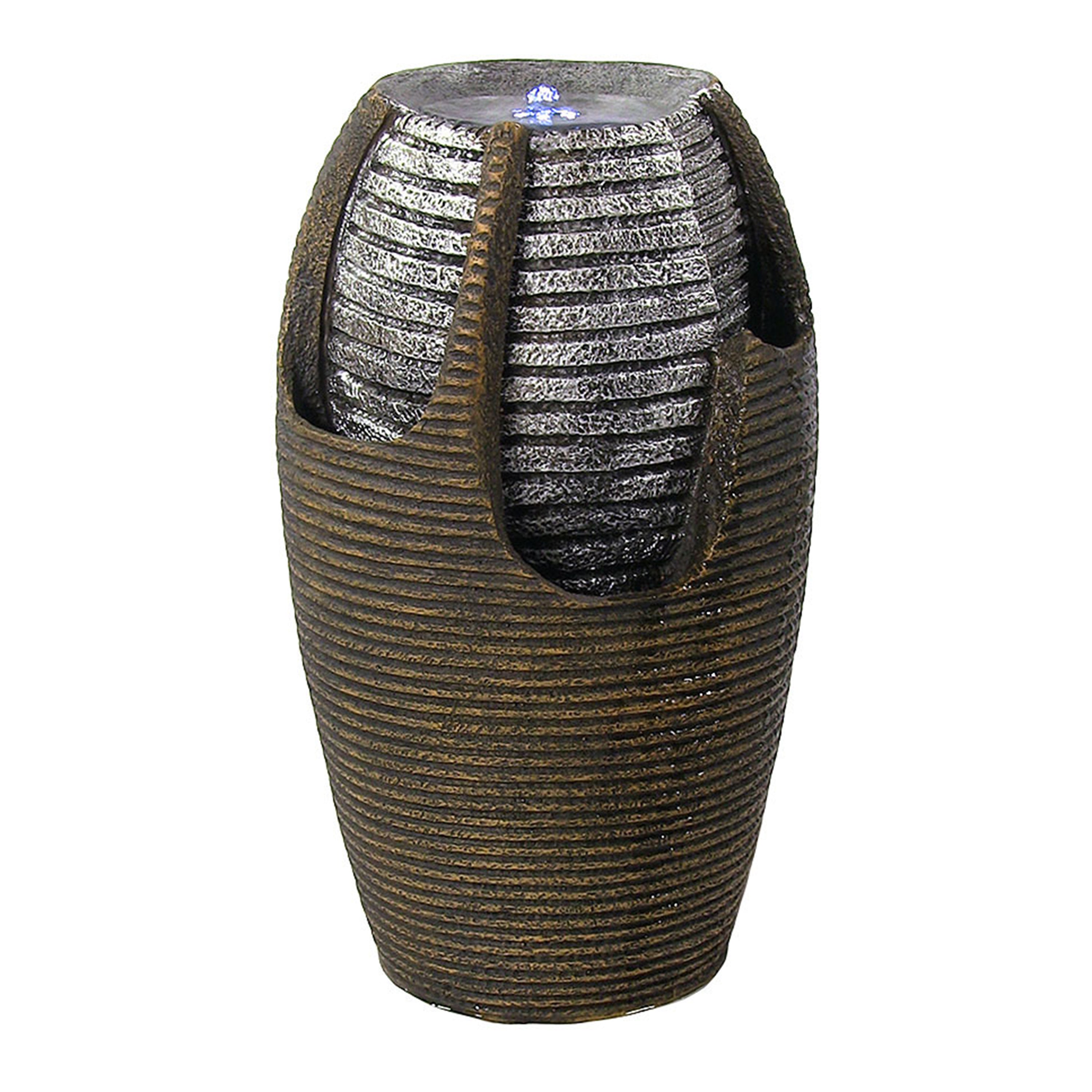 Sunnydaze Solar Bubbling Pot Fountain with Battery Backup - Outdoor Garden Decor for Patio, Yard, and Landscape Water Feature