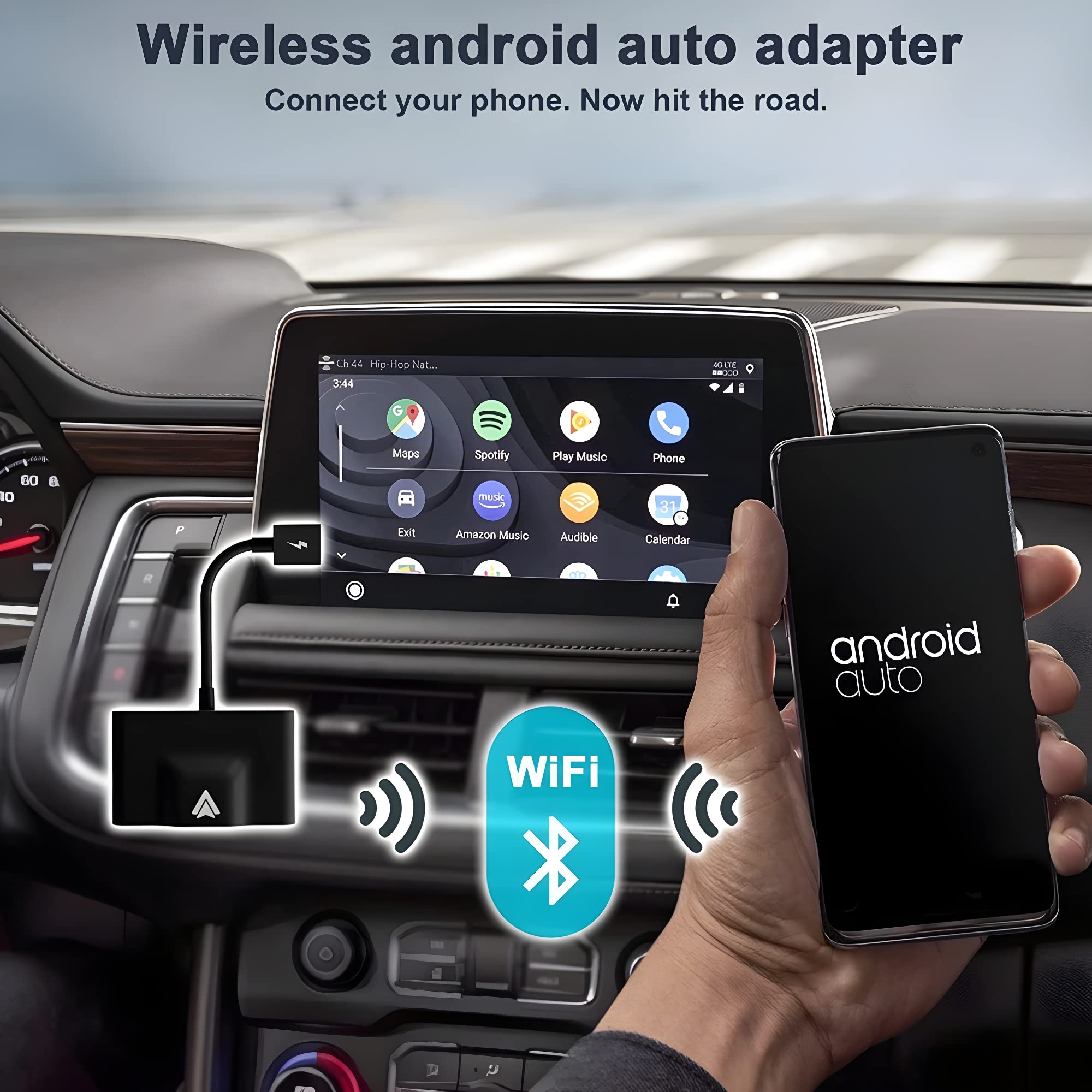 Ramay Wireless Android Auto Adapter - Plug & Play OEM Factory Wired Android Auto Car Dongle for Android Phones | Converts Wired to Wireless | Easy Setup | Perfect for Commuting, Road Trips & Hands-Free Driving