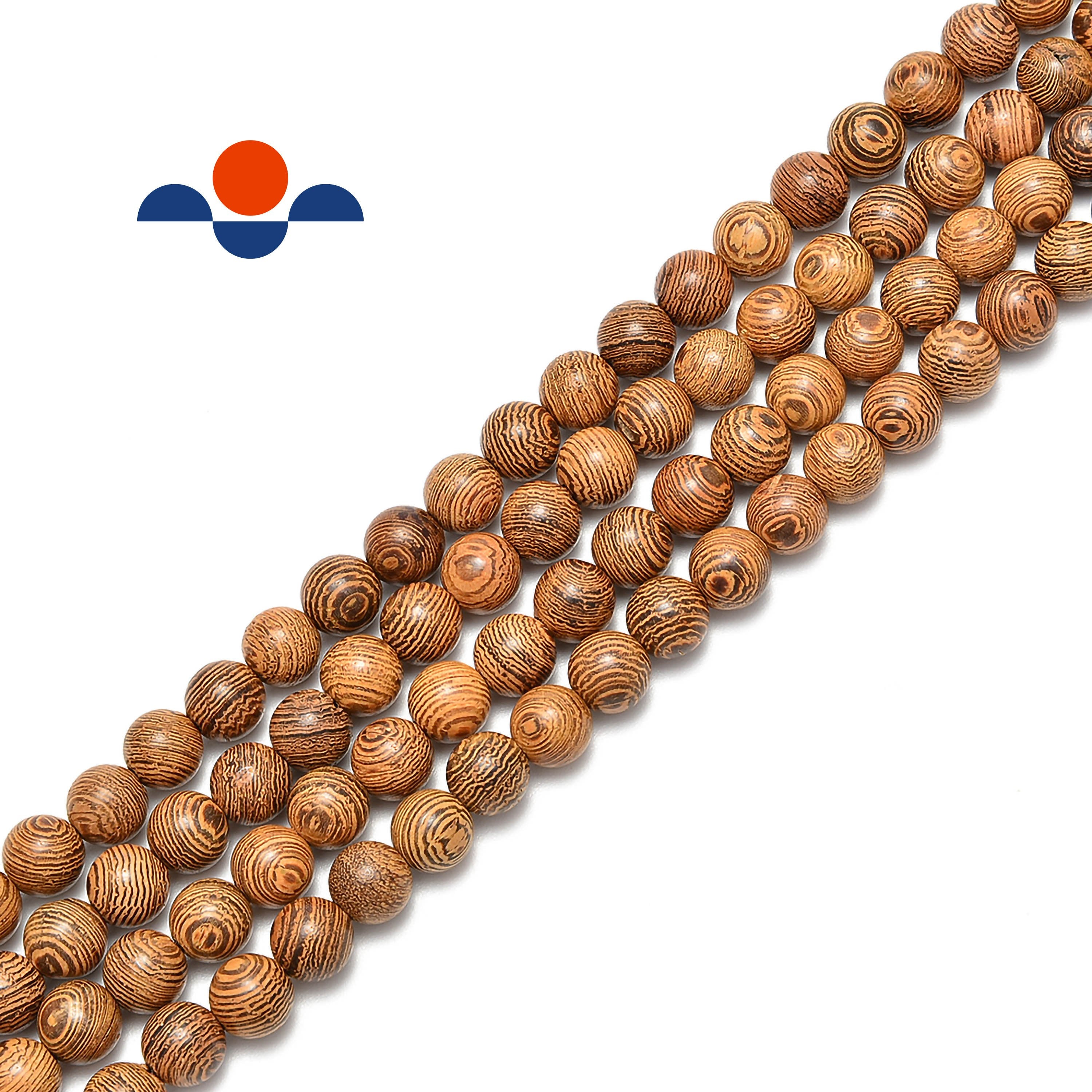 Premium 6mm 8mm 10mm 12mm 15.5mm Brown Tiger's Grain Sandalwood Beads Strands - Natural Wooden Prayer Mala Beads for Meditation, Yoga, Jewelry Making & DIY Crafts