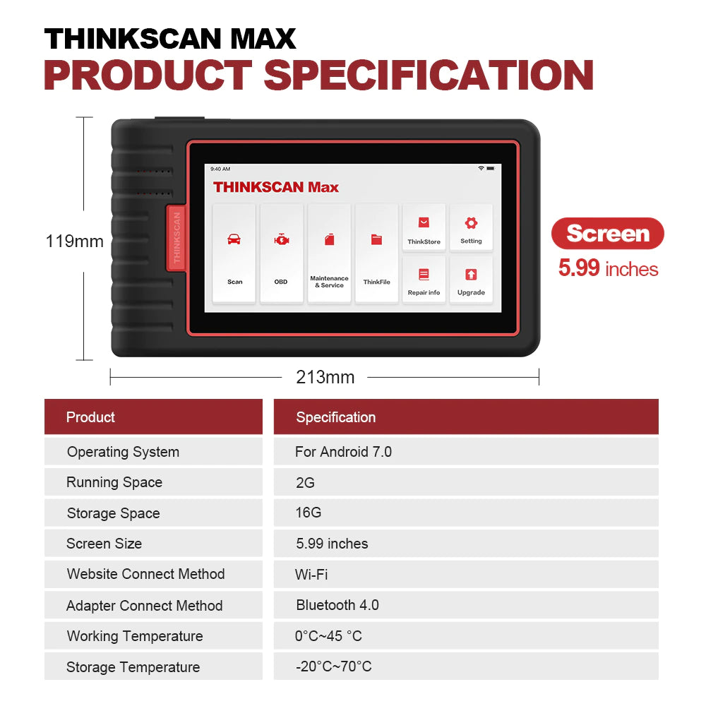 ThinkScan MAX OBD2 Scanner - Full System Car Diagnostic Tool for All Vehicles with 28 Maintenance Functions | 30% OFF | Perfect for DIY Auto Repairs & Professional Mechanics