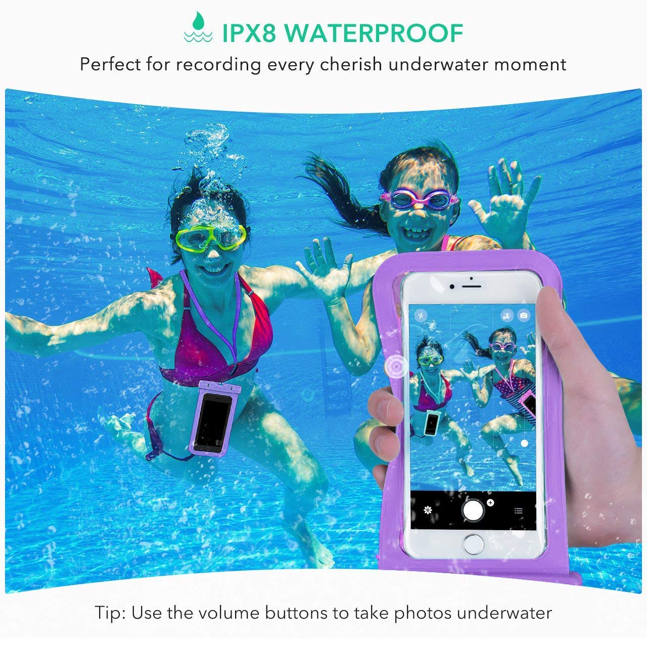 2-Pack Universal IPX8 Waterproof Phone Case with Lanyard - Dry Bag Pouch for iPhone 15/14/13/12/11 Pro Max Plus & Samsung Galaxy S24/S23/Note - Fits Phones Up to 7.5