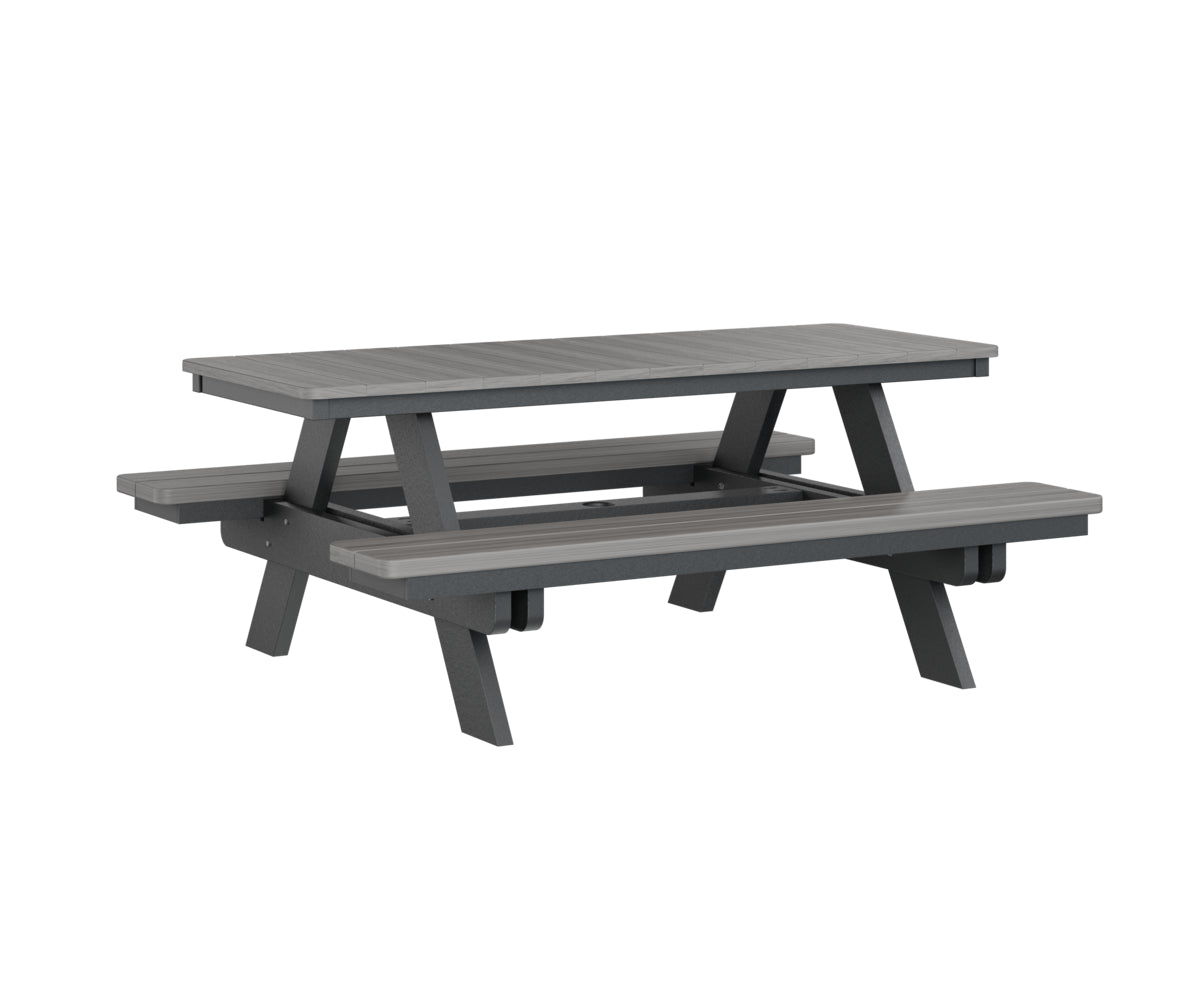 Berlin Gardens Rectangular Picnic Table - Outdoor Dining Set for Patio, Backyard, and Park - Heavy Duty Weather-Resistant Wooden Picnic Bench with Umbrella Hole
