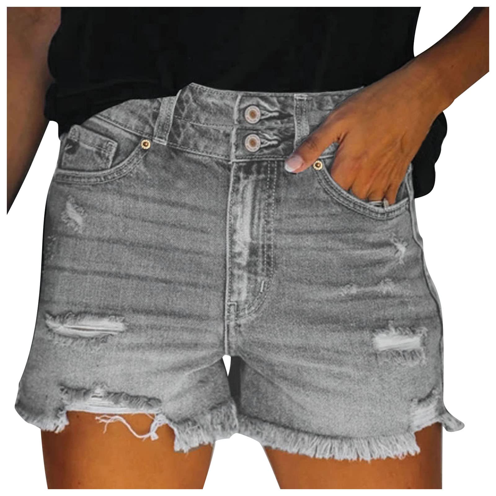 SMIDOW Women's Distressed Denim Shorts - Stretchy Cargo Shorts for Summer & Workouts | Casual Wear & Lounge