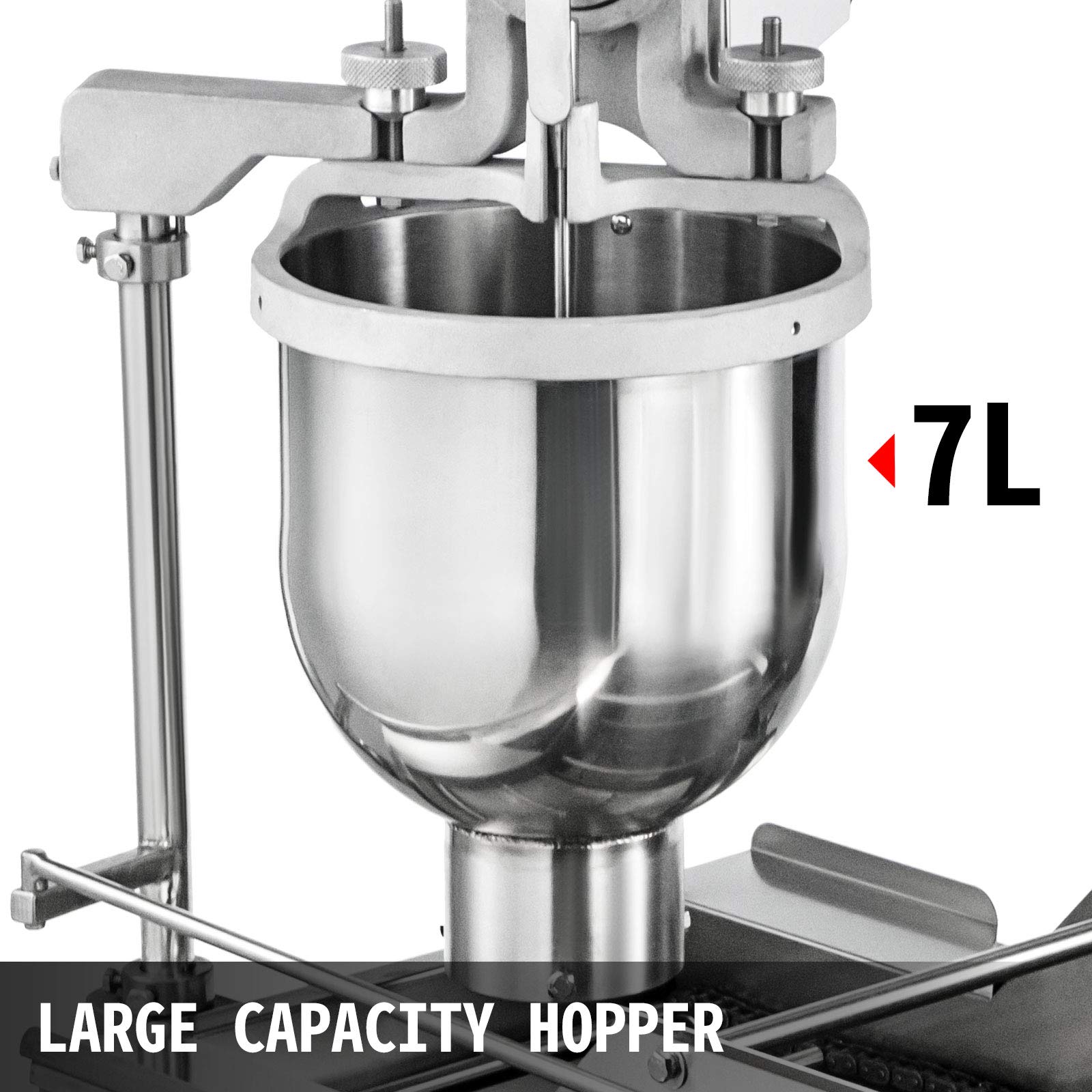 VEVOR Commercial Automatic Donut Maker Machine - 2 Rows 7L Hopper with 3 Size Molds, 110V Doughnut Fryer, Intelligent Control Panel, 304 Stainless Steel - Perfect for Bakeries, Cafes, and Donut Shops