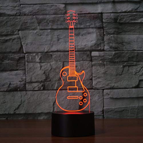 3D Guitar Music Night Light - 7 Color Changing LED Lamp with Touch Switch, USB Powered, Acrylic Flat ABS Base - Perfect for Bedroom Decor, Kids Room, Party Lighting & Gift Idea (Bus Design)