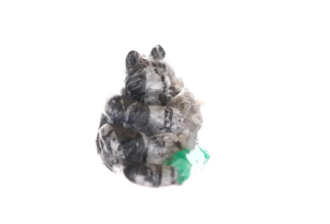 Colombian Emerald Red Panda Rough Crystal Sculpture - Handcrafted Gemstone Art for Home Decor, Feng Shui & Collectibles | Perfect Gift for Animal Lovers & Crystal Enthusiasts