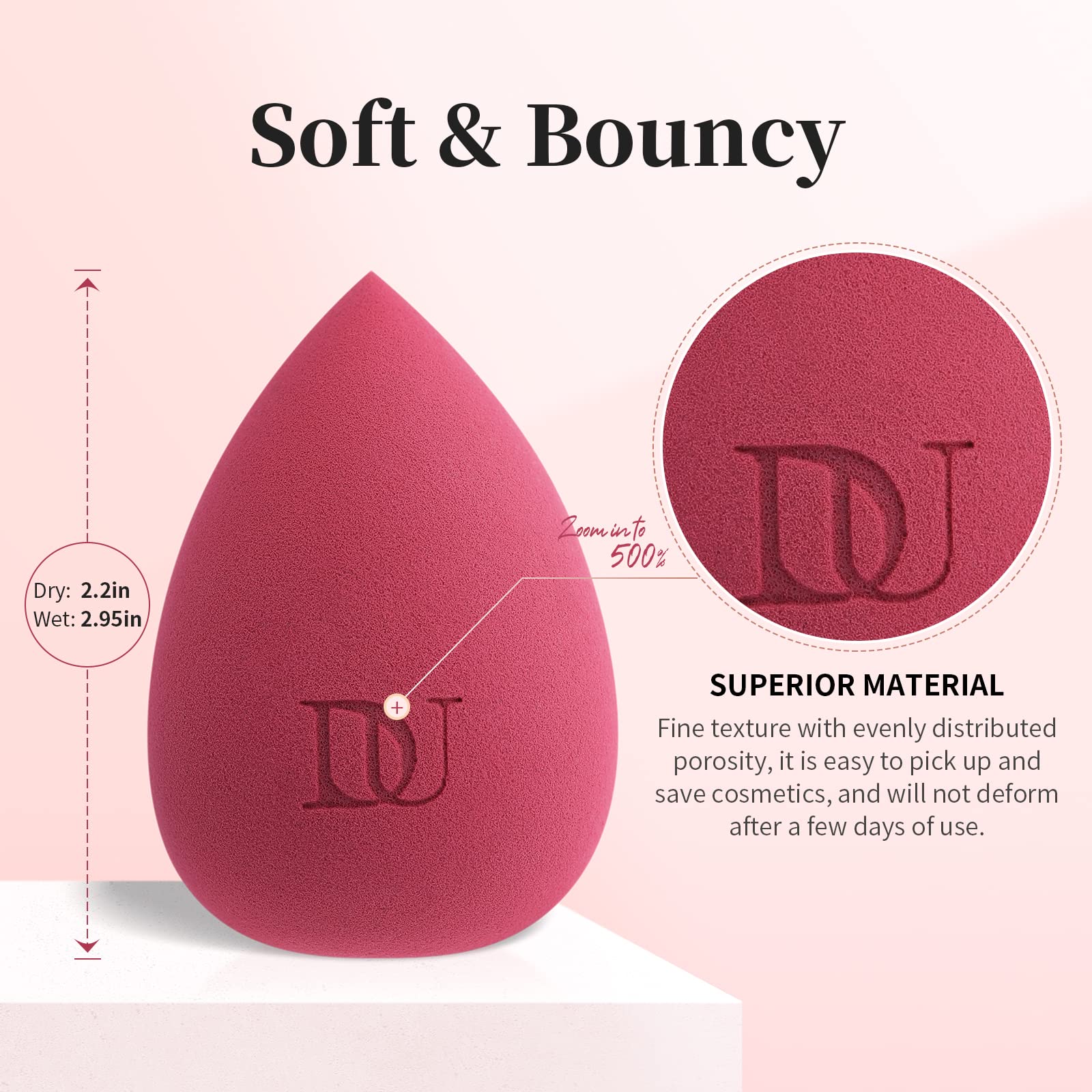 DUcare Makeup Blender Sponge - Professional Liquid Foundation & Cream Blender for Flawless, Streak-Free Application | Vegan & Cruelty-Free Beauty Sponge | Perfect for Daily Makeup, Contouring & Airbrush Finish