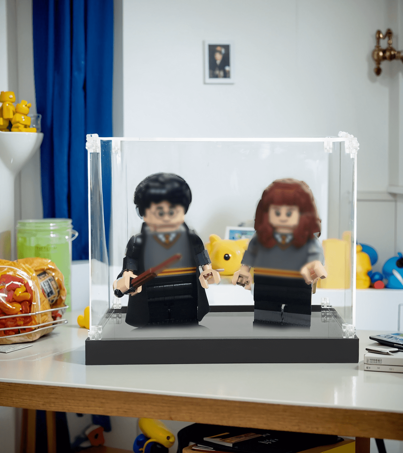 Lego Harry Potter & Hermione Granger 76393 Display Case - Clear Acrylic Showcase for Collectible Minifigures - Perfect for Home Decor, Office Display, and Gift Giving