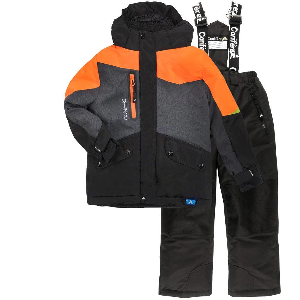 Conifere Boys Winter Snowsuit Set - Waterproof Insulated Snow Jacket & Pants for Kids - Orange - Perfect for Skiing, Snowboarding & Outdoor Winter Play