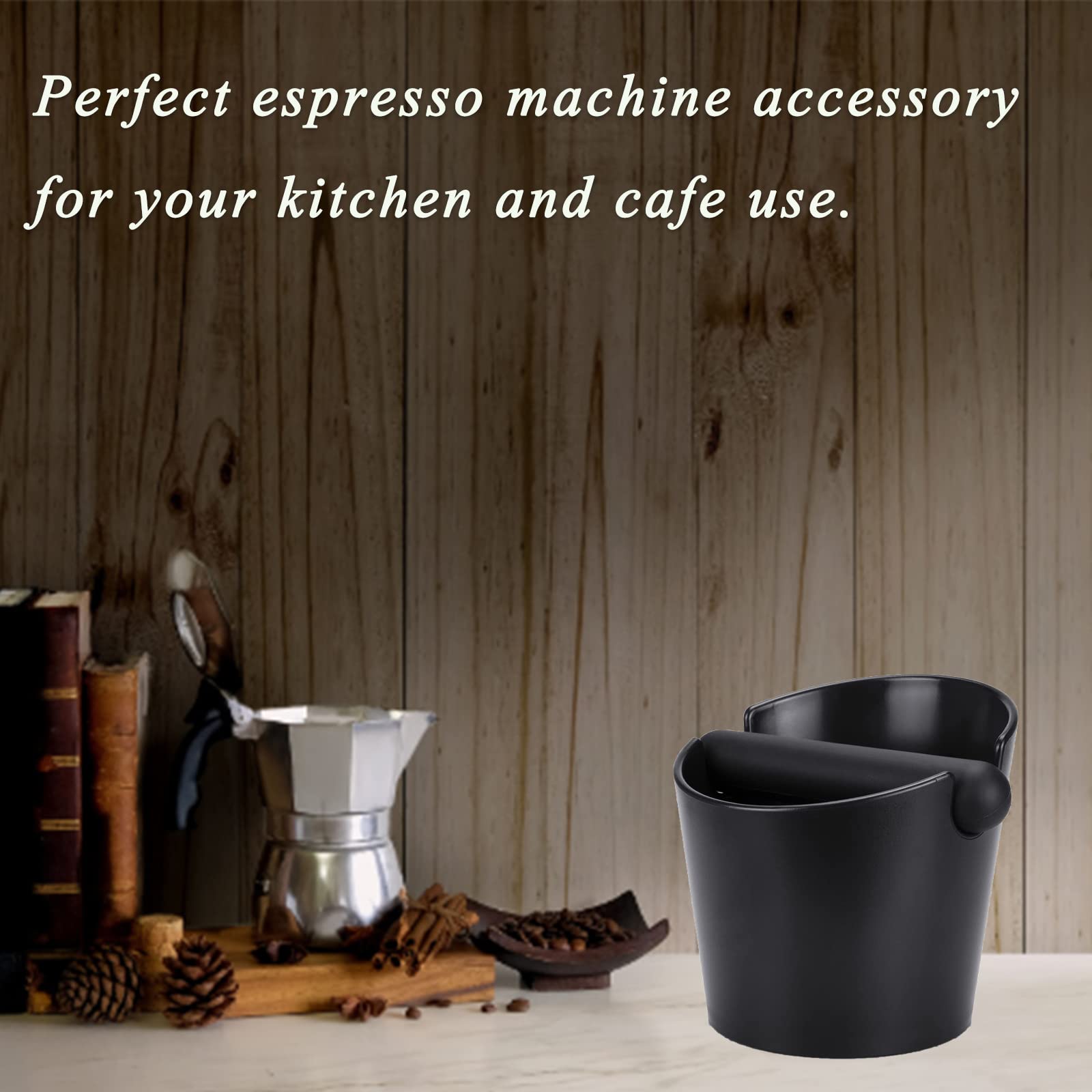 Ailelan 4.8 Inch Espresso Knock Box - Durable Barista Style Coffee Grounds Bin with Shock-Absorbent Design, Removable Knock Bar & Non-Slip Base - Perfect for Home & Commercial Coffee Stations (Round)