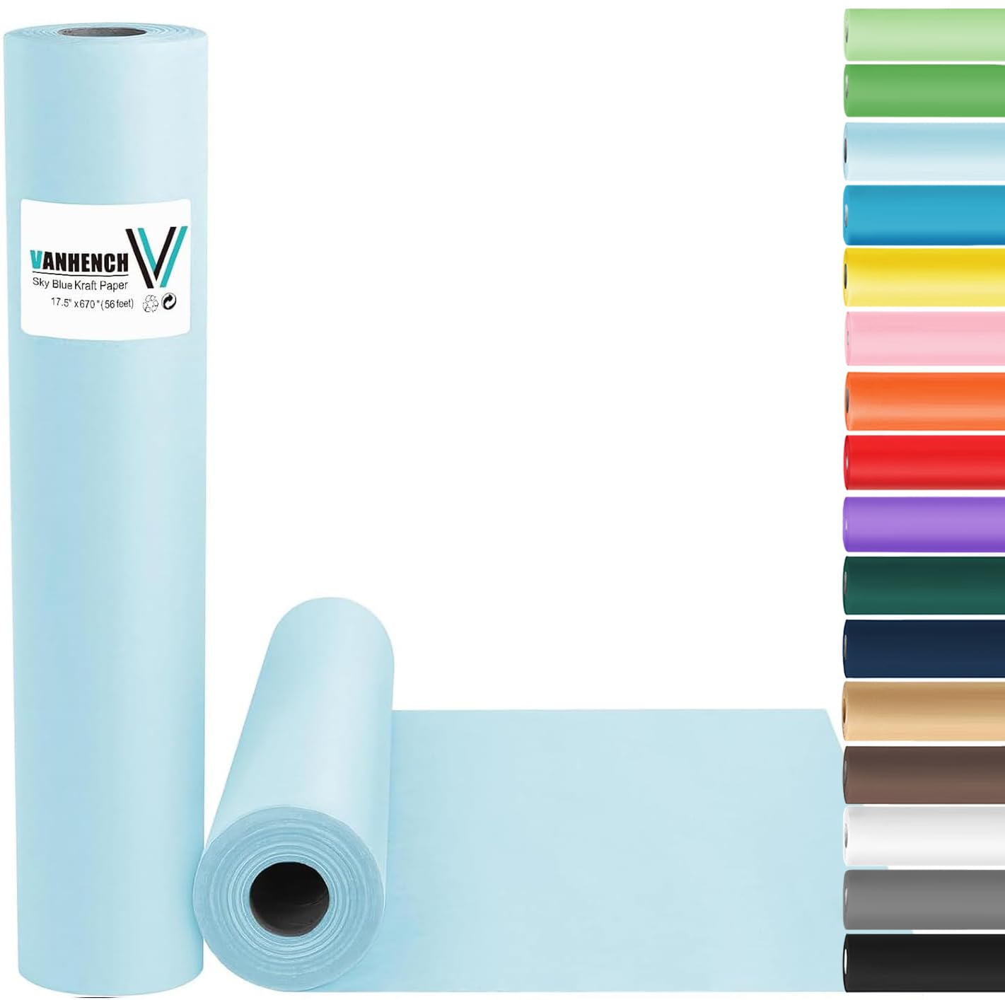 Sky Blue Kraft Wrapping Paper Roll 17.5
