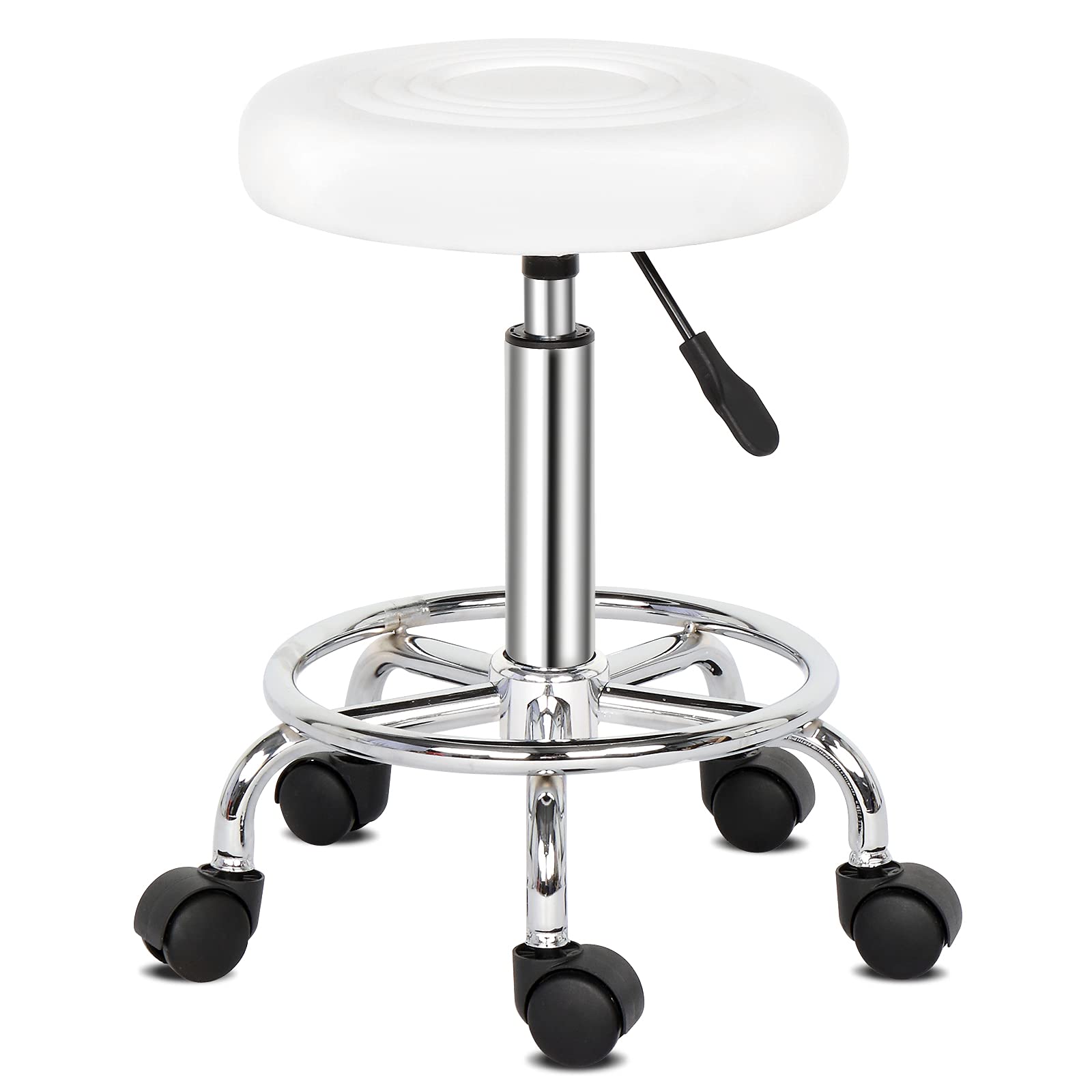 HomVent Adjustable Rolling Stool with Wheels - Professional Esthetician & Lash Tech Pedicure Chair, Portable Office Massage Swivel Salon Chair for Tattoo, Facial, Spa & Nail Salon - Perfect for Beauty Professionals & Home Use