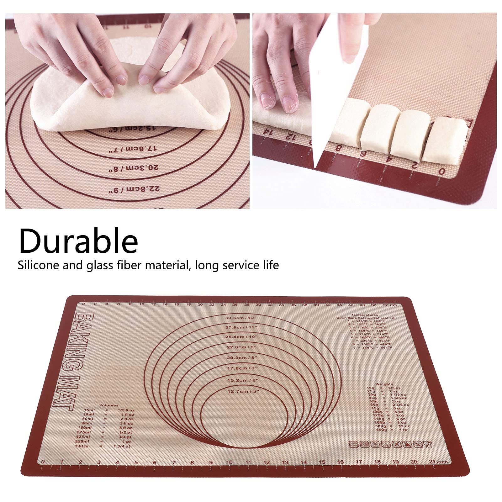 Non-Stick Silicone Baking Mat with Fiberglass - Reusable, Multi-Purpose Dough Kneading & Baking Sheet for Kitchen, Bakery & Home | Perfect for Cookies, Pastries, Bread & More