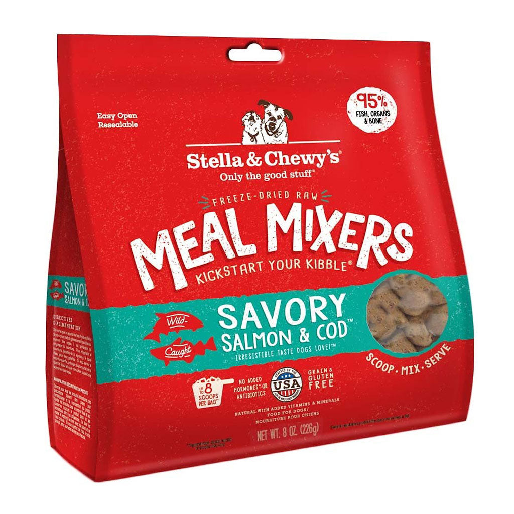 Stella & Chewy's Freeze-Dried Dog Food Topper - Grain-Free Savory Salmon & Cod Meal Mixer for Small & Large Dogs | Perfect for Kibble Boost or Raw Diet Supplement
