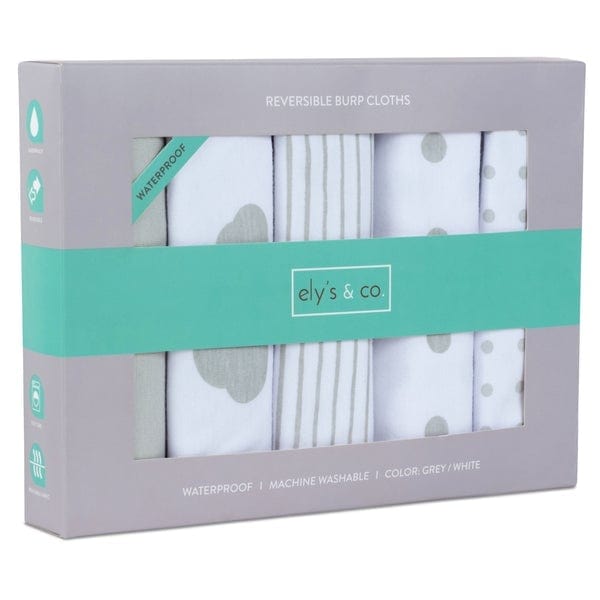 Elys & Co Ultra Soft Waterproof Burp Cloths for Babies - 6 Pack, Super Absorbent & Leak Proof for Spit-Up, Drool & Messes - Perfect for Nursing, Feeding & On-The-Go (Grey)