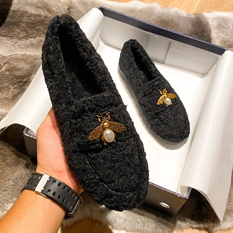 2023 New Women's Winter Plush Non-Slip Snow Boots - Warm Flat Bottom Fashion Boots Size 41-43 for Outdoor Walking & Cold Weather Comfort