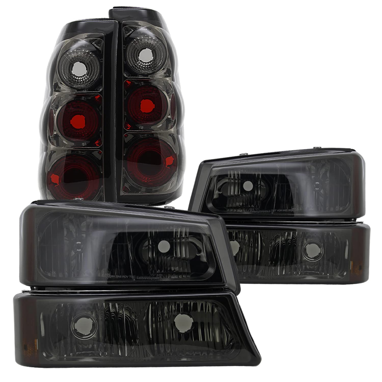 Spec-D Tuning LED Halo Glossy Black Projector Headlights with Clear Bumper Lamps - Compatible with Chevy Silverado (Left & Right Pair) | Upgrade Your Truck's Style & Night Visibility for Off-Roading & City Driving