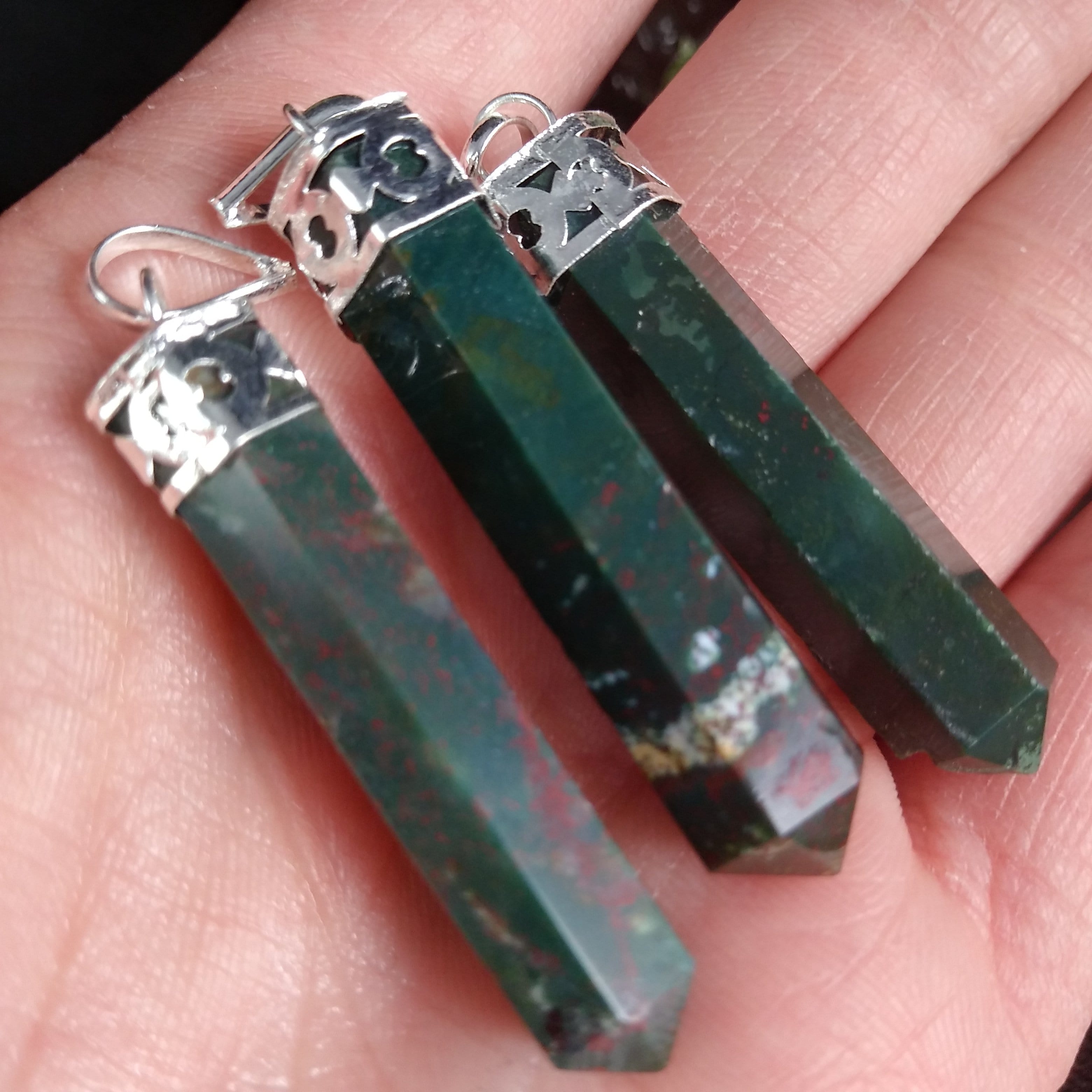 Natural Bloodstone Point Pendant Necklace - Healing Crystal Jewelry for Protection & Energy Balance | Perfect for Meditation, Chakra Healing & Spiritual Gifts