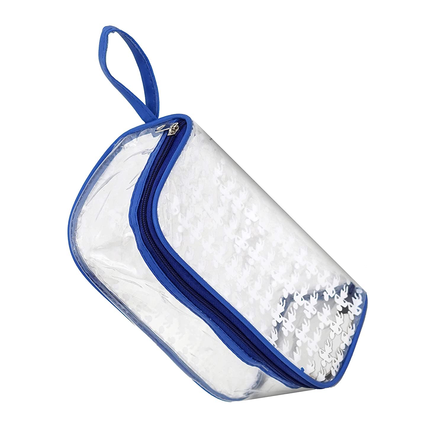 PRISMAXIC 4-Piece Set of Clear Travel Toiletry Bags with Handles - Waterproof Cosmetic Organizer Pouch for Makeup, Shampoo, Skincare - Perfect for Air Travel, Gym, Beach & Vacation (Blue)