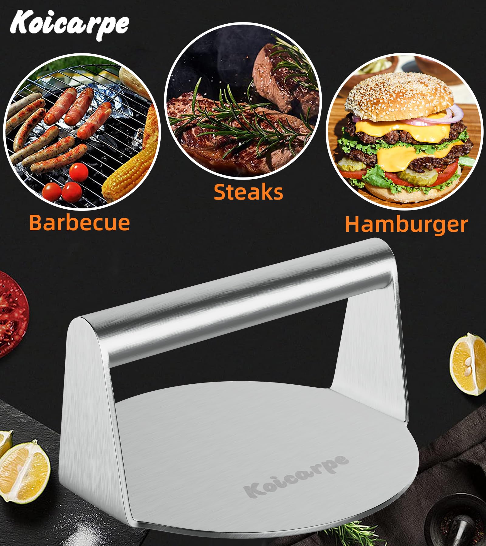 5.5-Inch Stainless Steel Burger Press - Heavy Duty Patty Maker for BBQ, Grilling & Homemade Burgers | Perfect for Backyard Cookouts, Camping & Restaurant Use