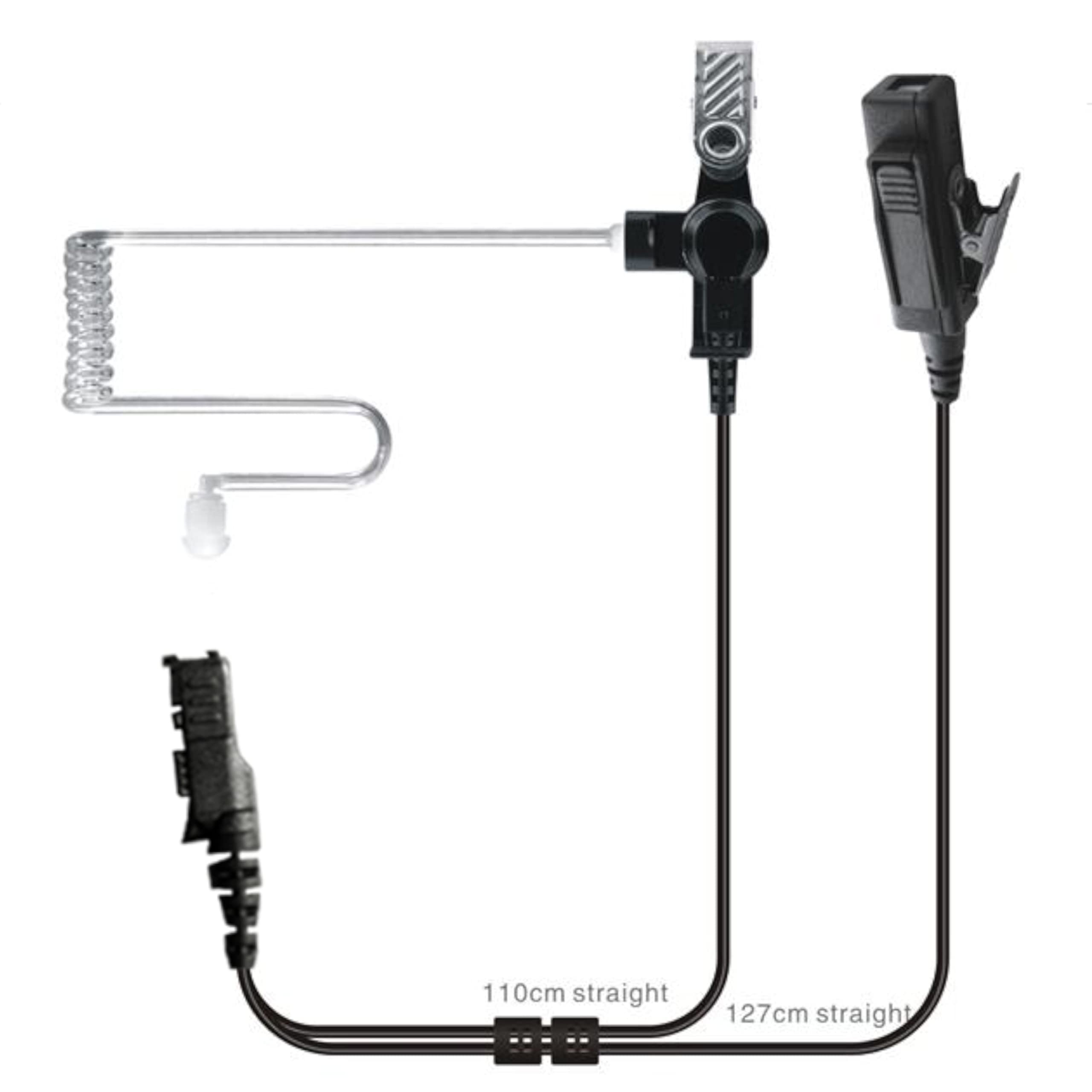 MaximalPower Replacement Earpiece Headset for Motorola XPR3300 XPR3500 Series (XPR3000 XPR3300e XPR3500e) with PTT Mic & Acoustic Tube - 2-Wire Surveillance Earpiece Combo for Security, Law Enforcement & Event Staff