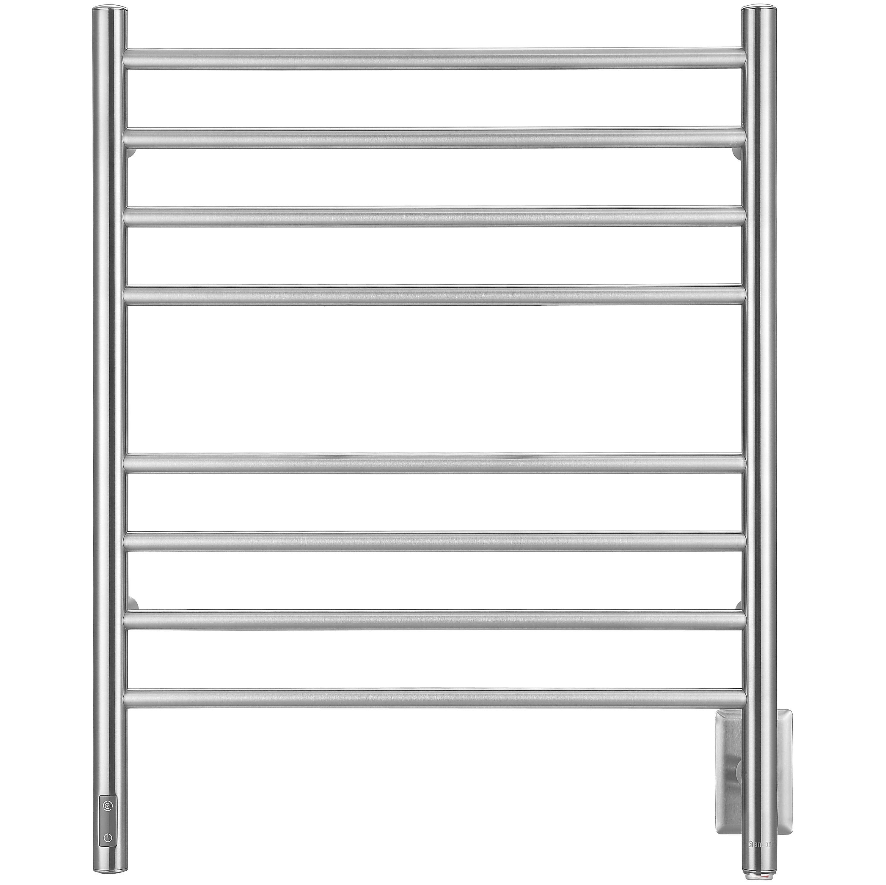 Premium Brushed Stainless Steel 8-Bar Wall Mounted Towel Warmer with Built-In Timer - Perfect for Bathrooms, Spas & Luxury Homes