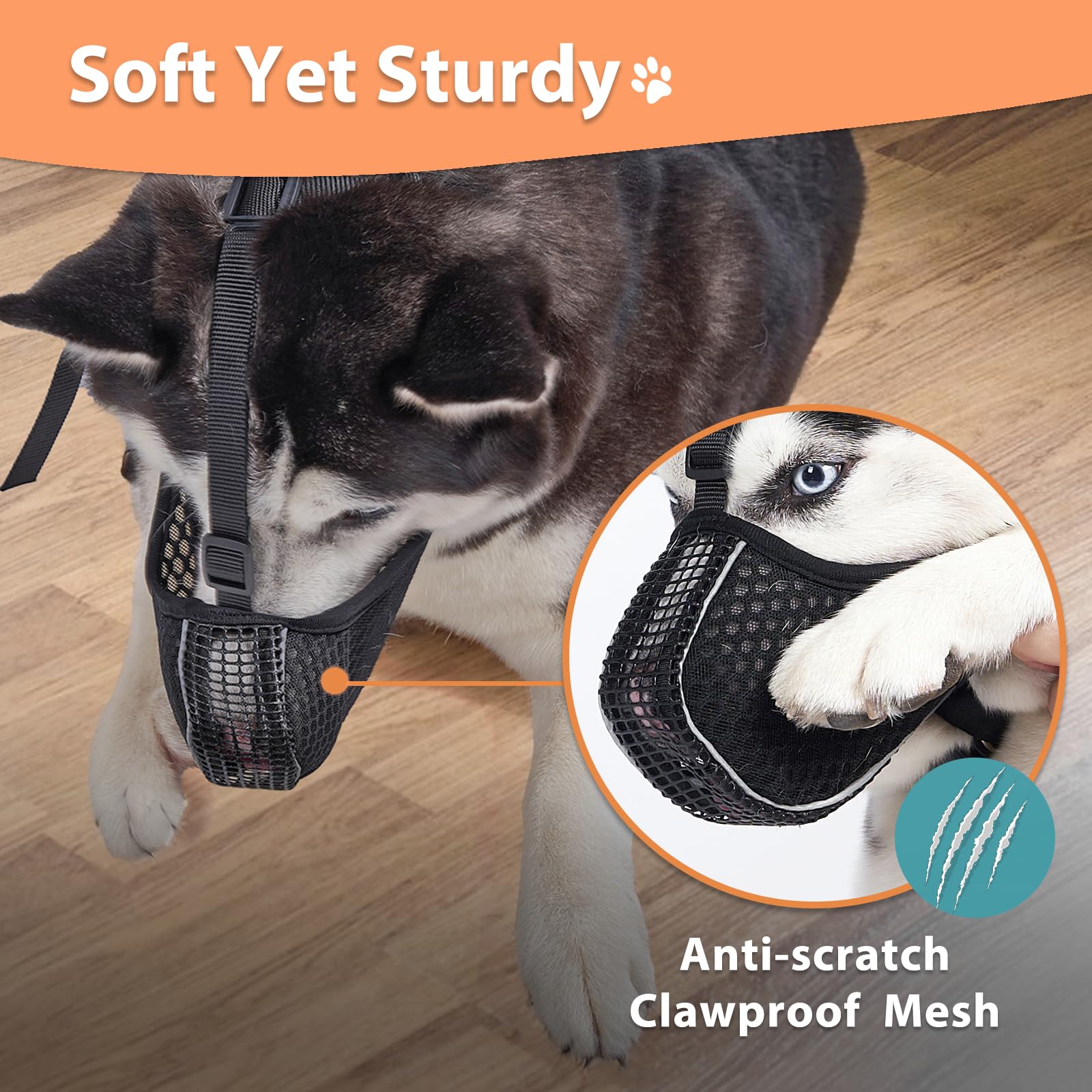 **Mayerzon Dog Muzzle – Breathable Mesh Muzzle for Small, Medium & Large Dogs – Reflective & Soft Anti-Biting Muzzle for Night Walks – Prevents Chewing & Scavenging – Allows Panting & Drinking – Perfect for Training, Grooming & Outdoor Adventures**