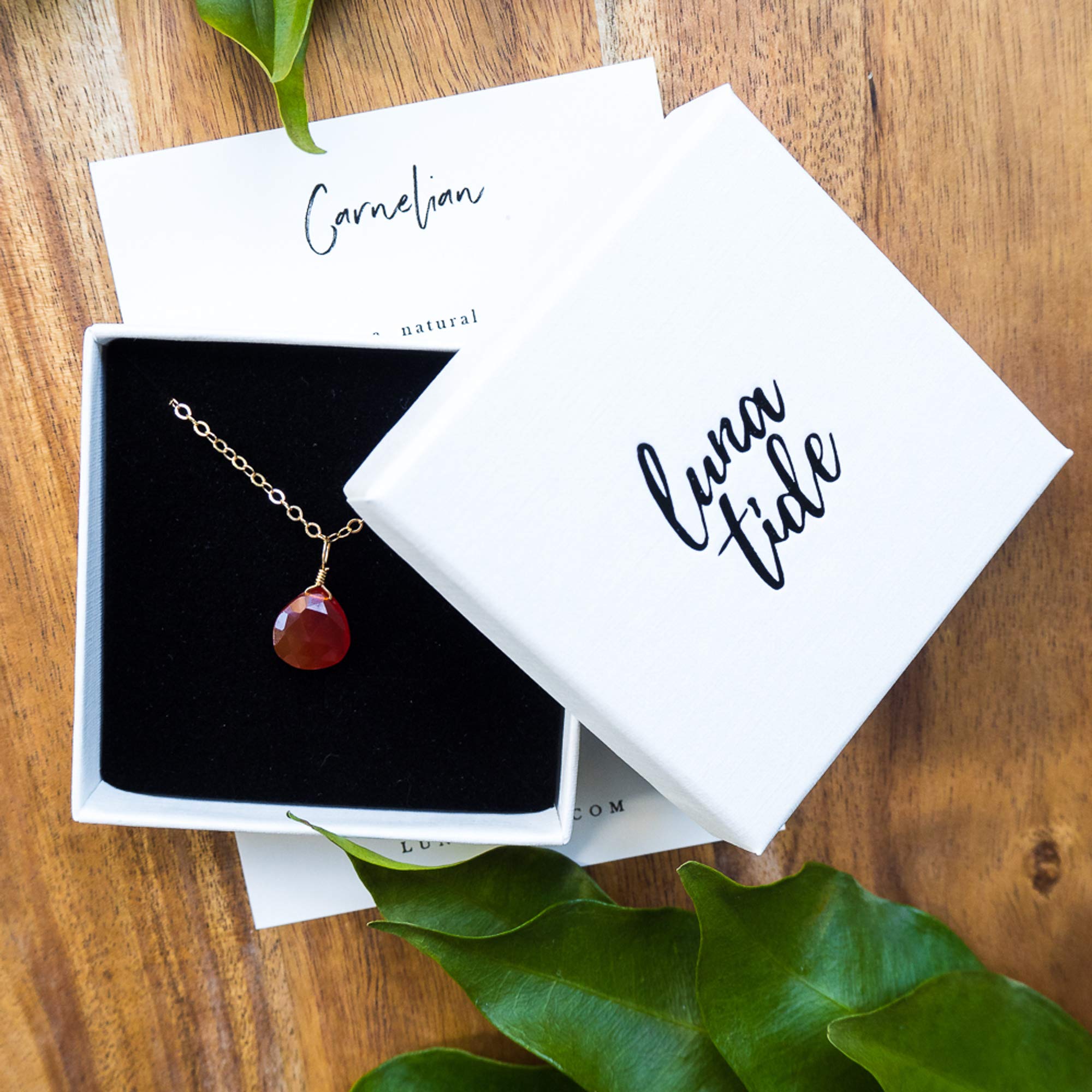 14K Gold Filled Carnelian Teardrop Necklace - Elegant Dainty Jewelry for Women, Perfect for Valentine's Day Gifts, Anniversary & Everyday Wear
