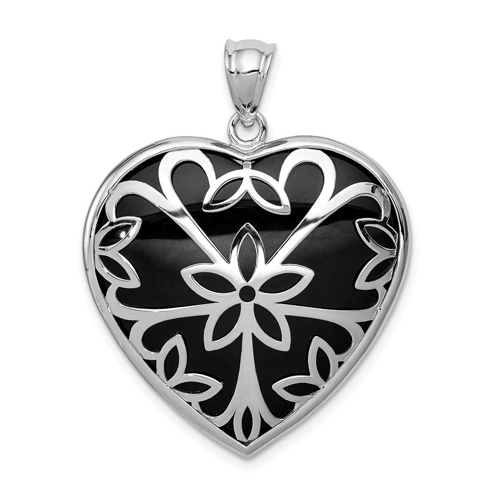925 Sterling Silver Onyx Heart Pendant Necklace - Elegant Jewelry Gift for Women, Perfect for Valentine's Day, Anniversary & Special Occasions