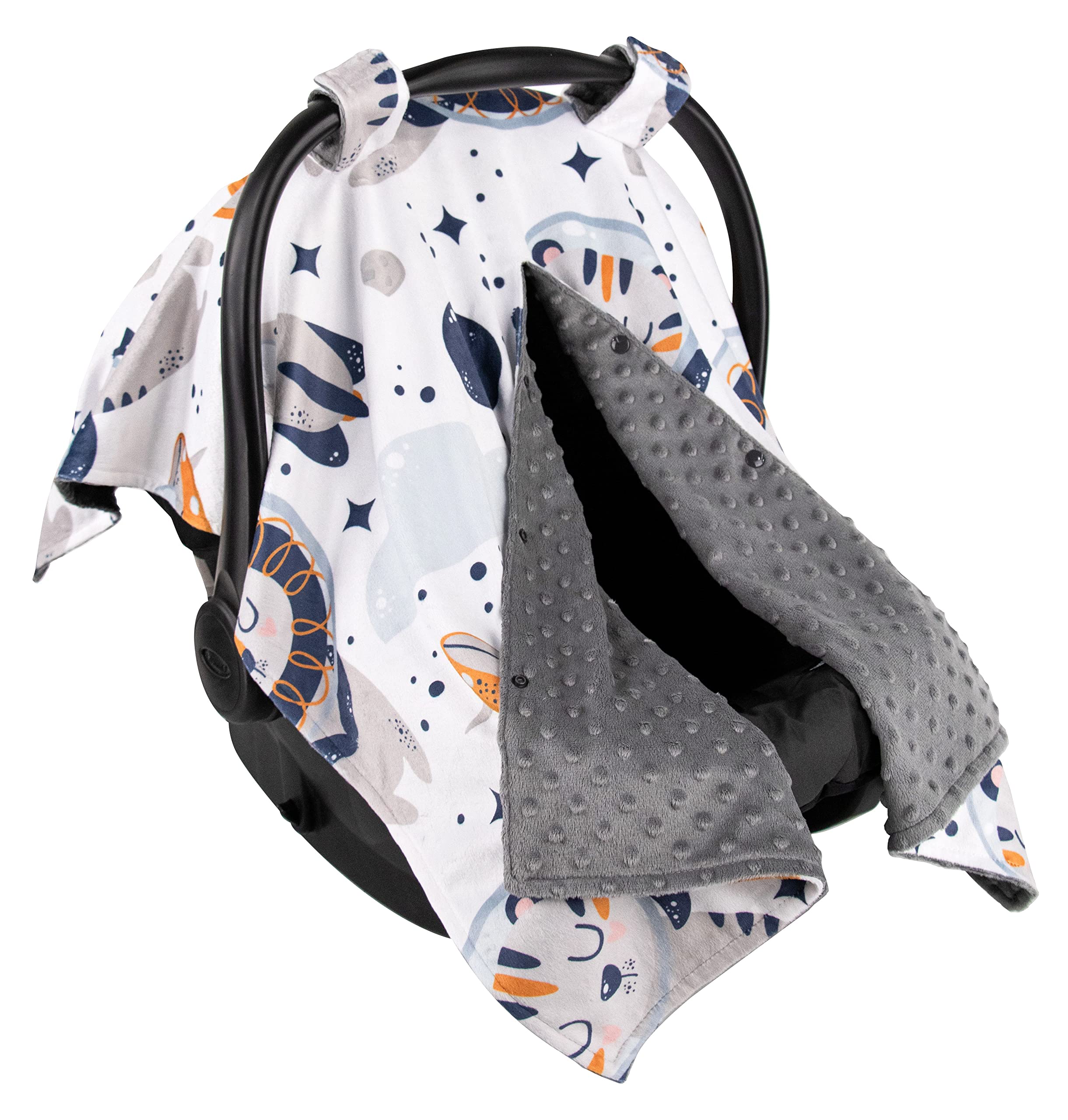 Premium Minky Baby Car Seat Cover - Soft & Breathable Astronaut Tiger Design, 40