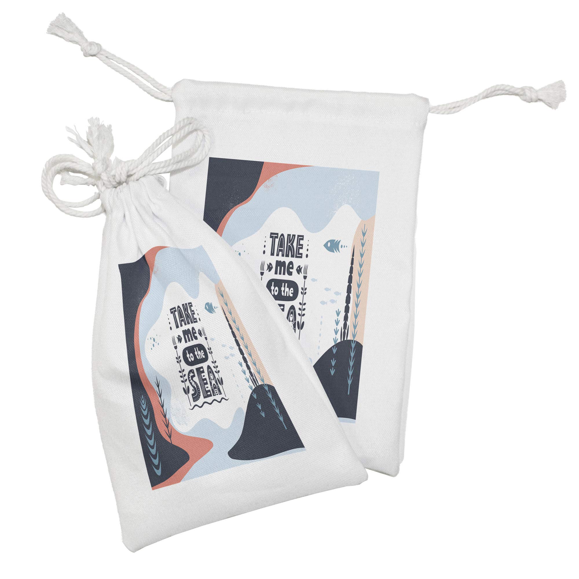 Ambesonne 2-Pack Deep Sea Fabric Drawstring Pouch Set - 9