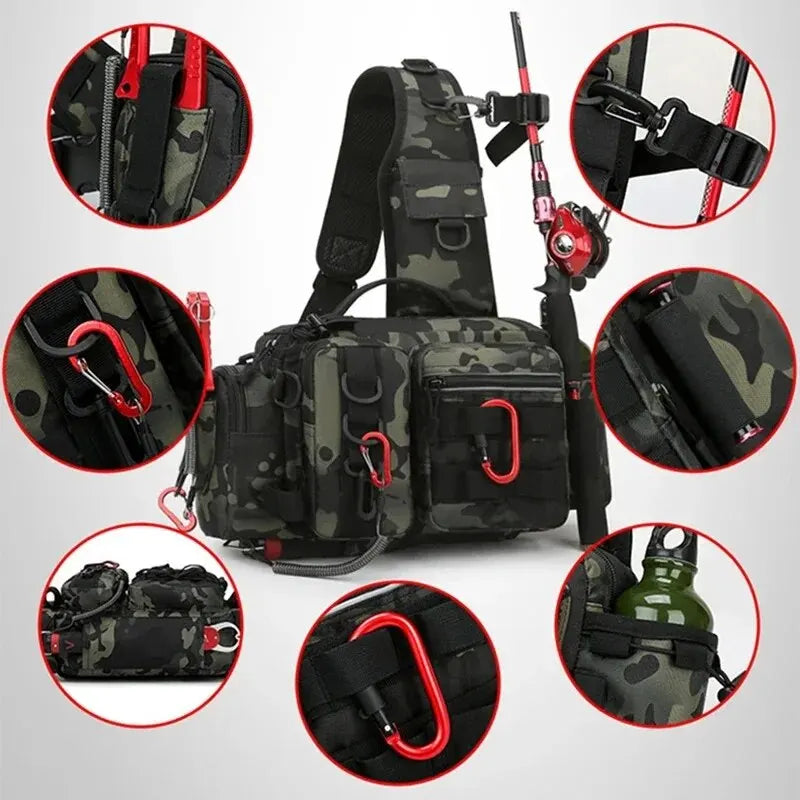 Waterproof Tactical Fishing Backpack with Rod Holder - Durable Outdoor Gear for Fly Fishing, Kayaking & Hiking Adventures