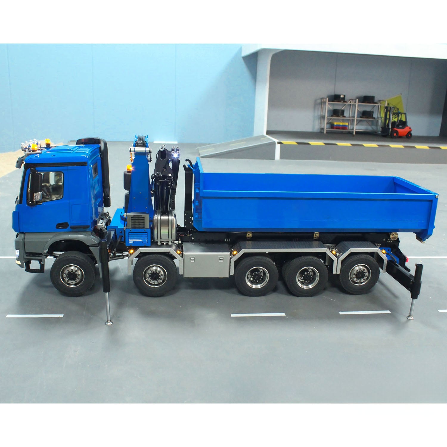1/14 Scale 10x10 RC Hydraulic Full Dump Crane Truck with U-Shaped Bucket - Radio Controlled Construction Vehicle (PNP/RTR) for DIY Hobbyists & Model Enthusiasts - Perfect for Construction Site Play, Collecting, and RC Racing Events