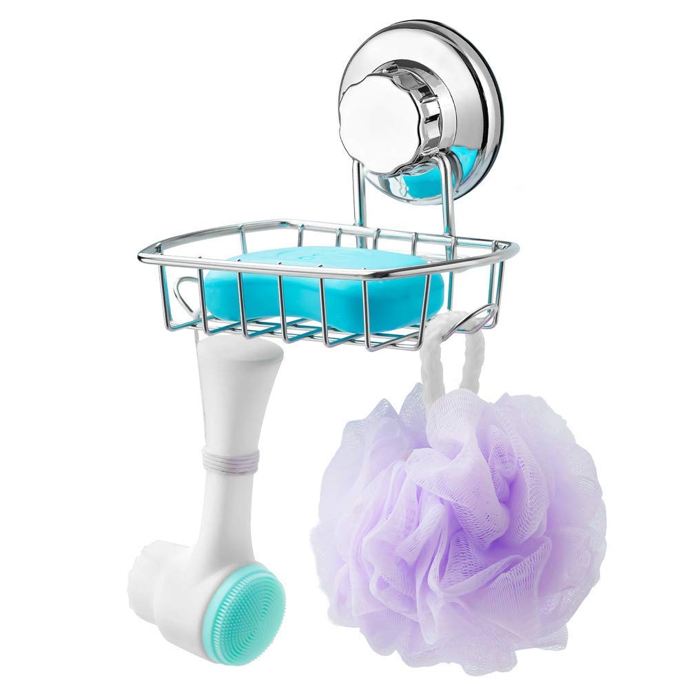 Rustproof SANNO Shower Caddy Organizer with Suction Cups - Large Deep Wire Basket for Bathroom Storage, Soap Dish Holder & No Damage Bath Shelf - Perfect for Shower Organization and Bathroom Accessories