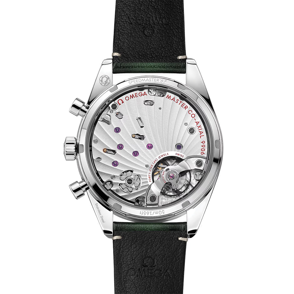 Omega Speedmaster '57 Co-Axial Master Chronometer 40.5mm Green Dial Leather Strap Watch - Perfect for Business Meetings & Formal Events