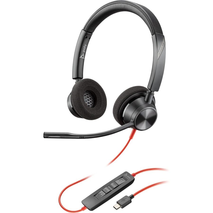 Plantronics Blackwire 3320 USB-C Wired Headset with Noise-Canceling Mic - Perfect for Office, Call Center & Remote Work