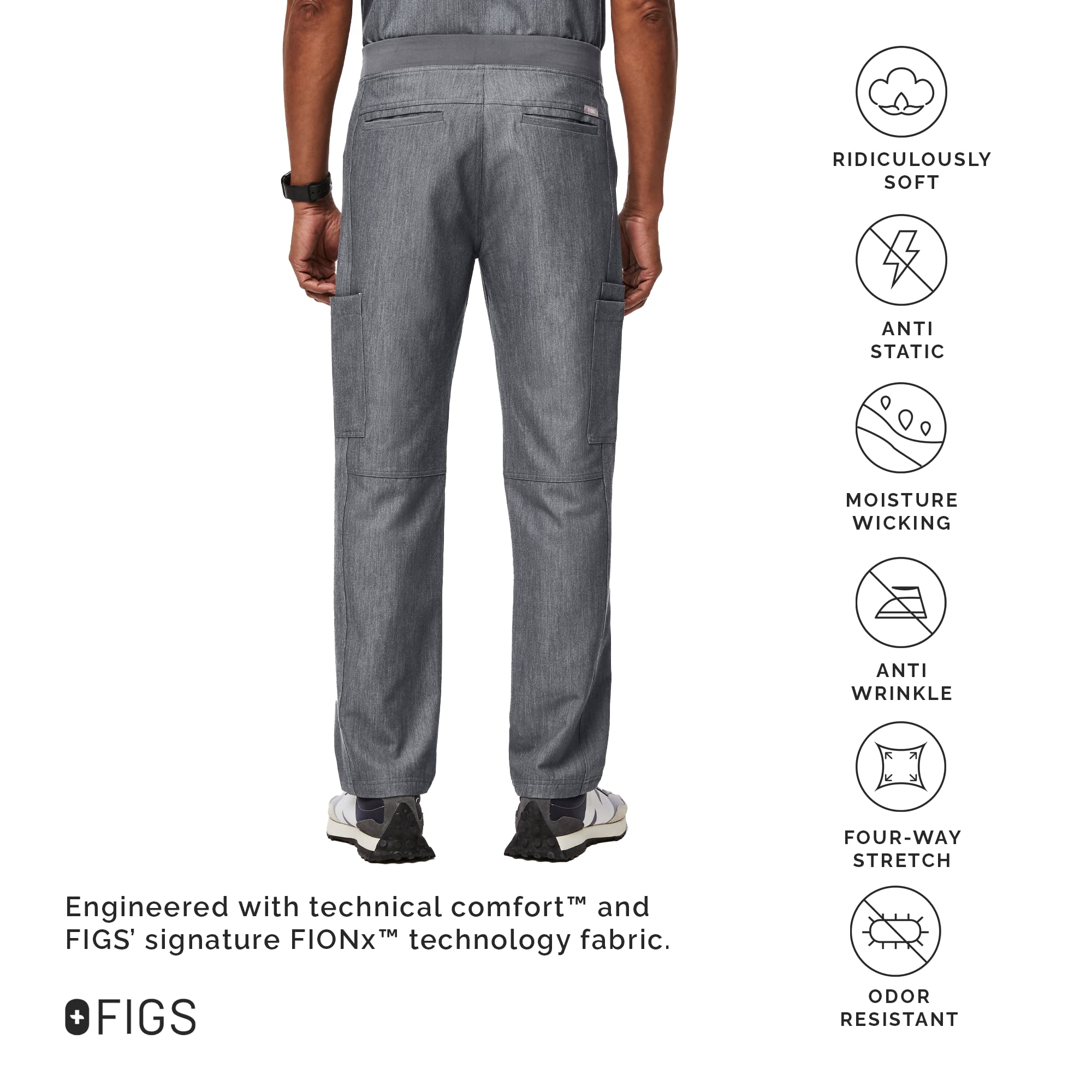 FIGS Axim Cargo Scrub Pants for Men - Classic Fit Straight Leg Medical Pants with 7 Pockets & 4-Way Stretch | Anti-Wrinkle Healthcare Uniform | Perfect for Doctors, Nurses & Medical Professionals