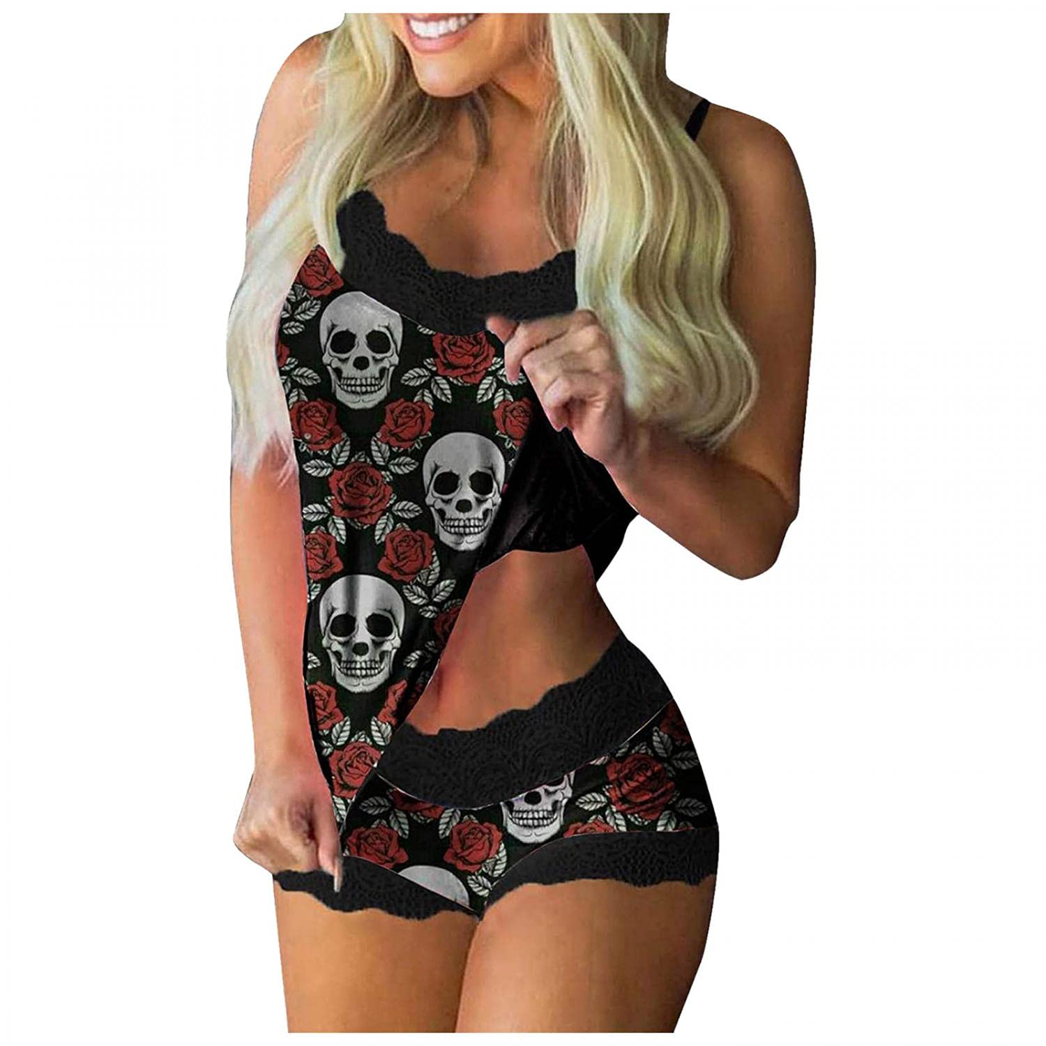 **Sexy Halloween Lingerie for Women - Naughty Babydoll Costume with Pumpkin Print - Perfect for Halloween Parties & Spicy Date Nights**